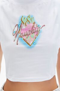 WHITE/MULTI Naughty Cropped Muscle Tee, image 5