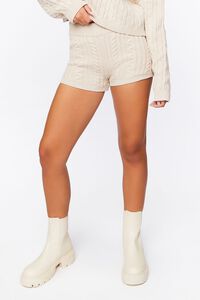 OYSTER GREY Cable Knit Mid-Rise Shorts, image 6