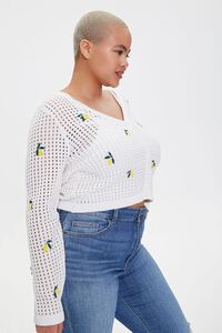 CREAM/MULTI Plus Size Lemon Cardigan Sweater, image 2