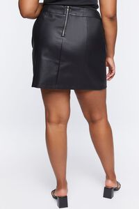 BLACK Plus Size Faux Leather Mini Skirt, image 4