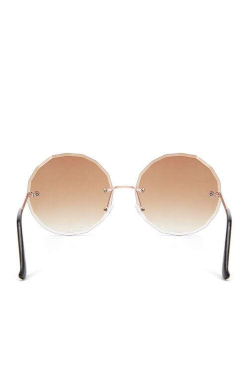 GOLD/BROWN Premium Round Sunglasses, image 4