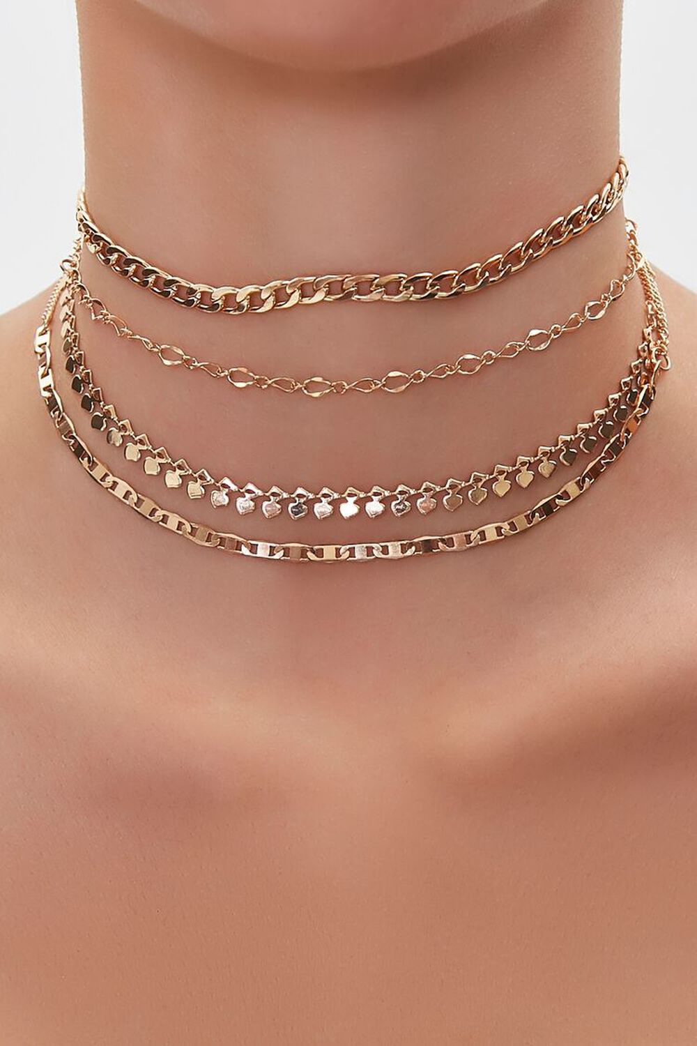 GOLD Chain Choker Necklace Set, image 1