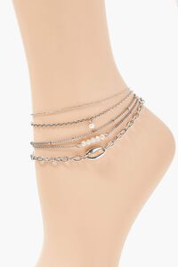 SILVER Faux Pearl Anklet Set, image 2