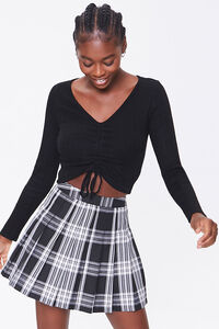 Pleated Plaid Mini Skirt, image 1