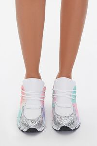 FUCHSIA/MULTI Glitter-Toe Patternblock Sneakers, image 4