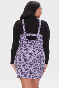 PURPLE/BLACK Plus Size Floral Print Dress, image 3