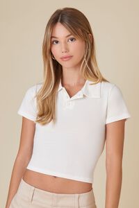 Cropped Jersey-Knit Polo Shirt, image 1