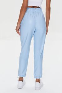 LIGHT BLUE Faux Leather Paperbag Joggers, image 4