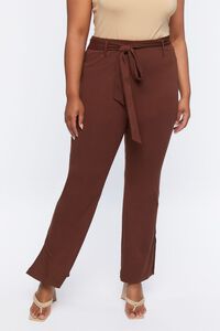 CHOCOLATE Plus Size Belted Flare Pants, image 2