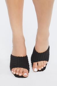 BLACK Terry Cloth Open-Toe Stiletto Heels, image 4