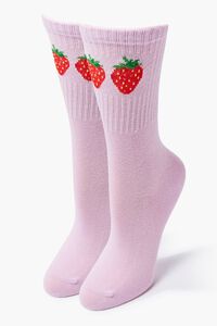 LAVENDER/MULTI Strawberry Crew Socks, image 1