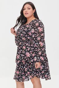 BLACK/MULTI Plus Size Floral Mini Dress, image 2