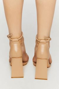 NUDE Faux Leather Open-Toe Flare Heels, image 3