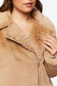 TAN Plus Size Faux Fur Coat, image 5