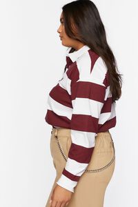 BURGUNDY/MULTI Plus Size Striped Rugby Shirt, image 2