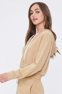 TAUPE French Terry Zip-Up Hoodie, image 2