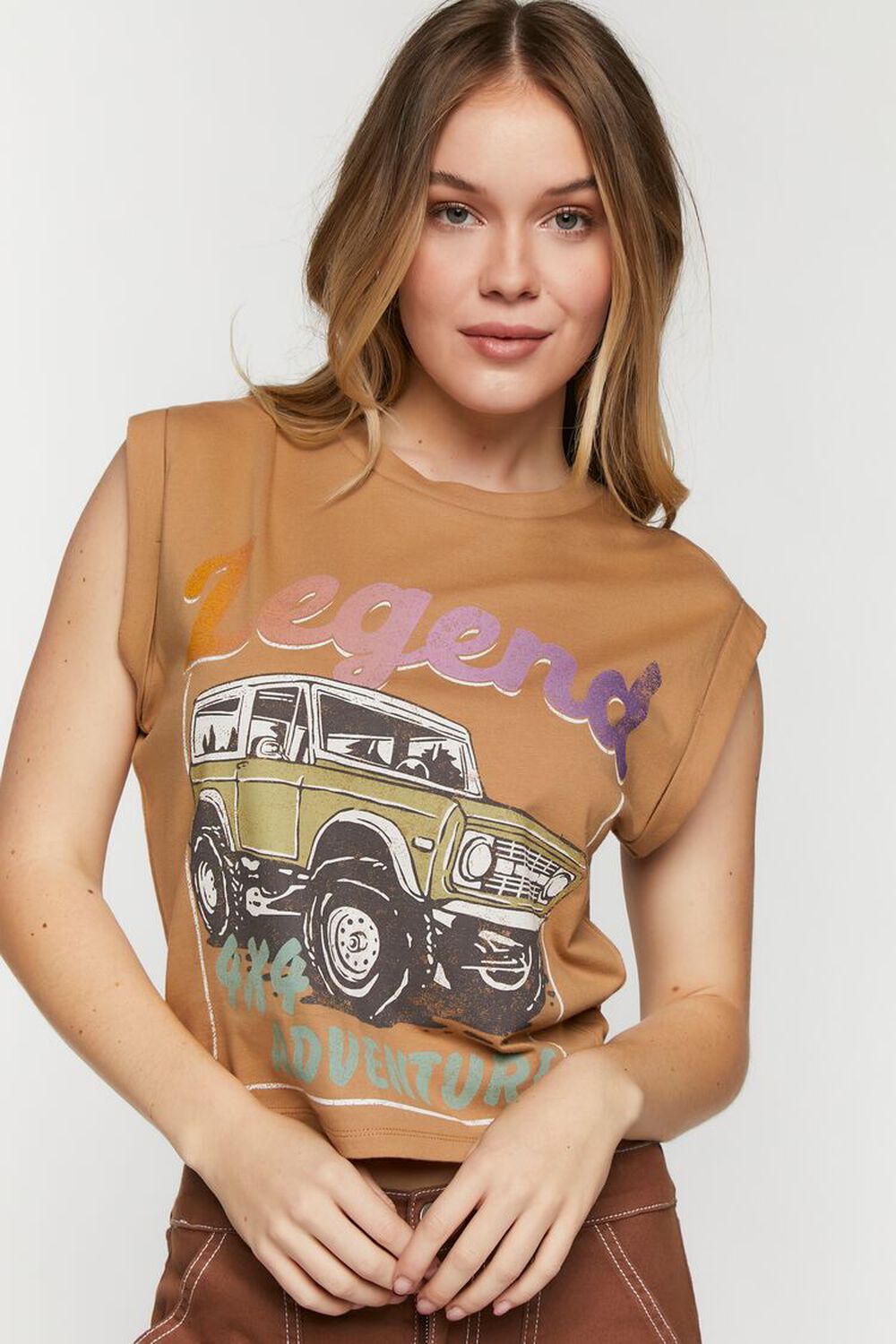 BROWN/MULTI 4x4 Adventure Graphic Rolled Muscle Tee, image 1