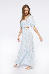BLUE/MULTI Floral Print Cutout Maxi Dress, image 2
