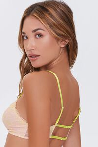 NUDE/NEON YELLOW Floral Lace Cutout Bralette, image 3