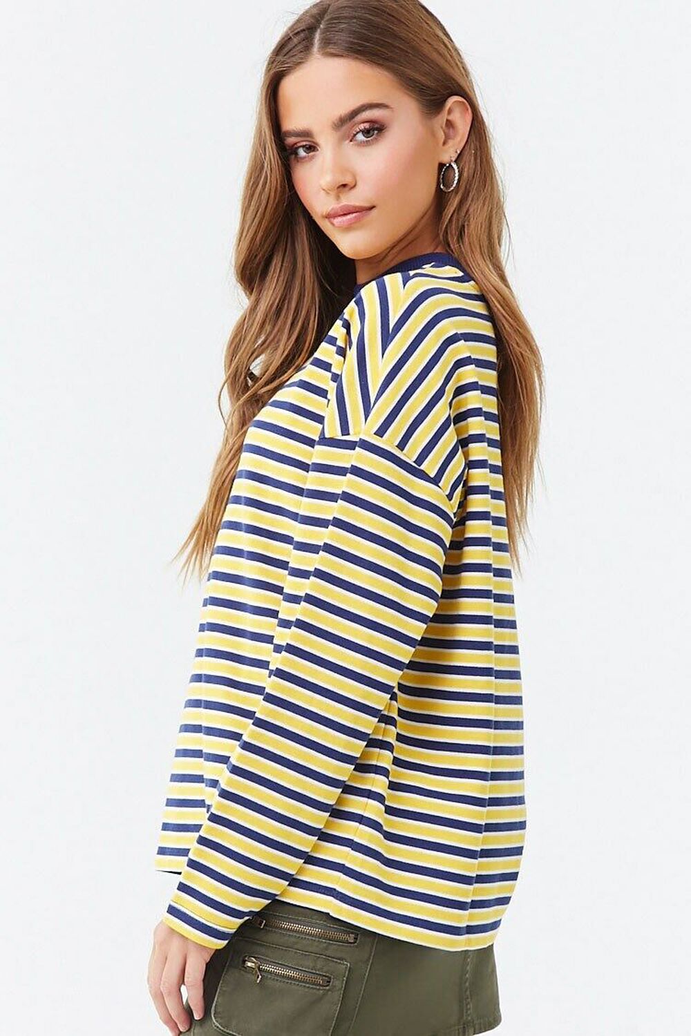 NAVY/YELLOW Striped Boxy Sweatshirt, image 2