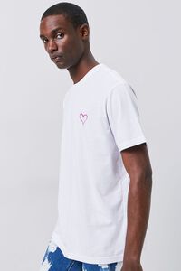 WHITE/PINK Heart Embroidered Graphic Tee, image 2