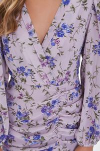 LAVENDER/MULTI Ruched Floral Print Mini Dress, image 5