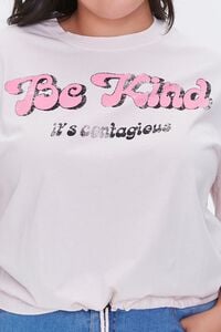 TAUPE/MULTI Plus Size Be Kind Cropped Graphic Tee, image 5