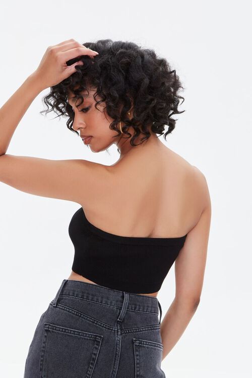 BLACK Sweater-Knit Tube Top, image 3