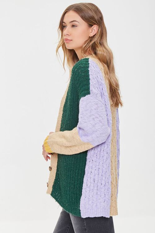 GREEN/MULTI Colorblock Cardigan Sweater, image 2