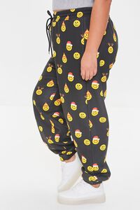 BLACK/YELLOW Plus Size Holiday Happy Face Joggers, image 3
