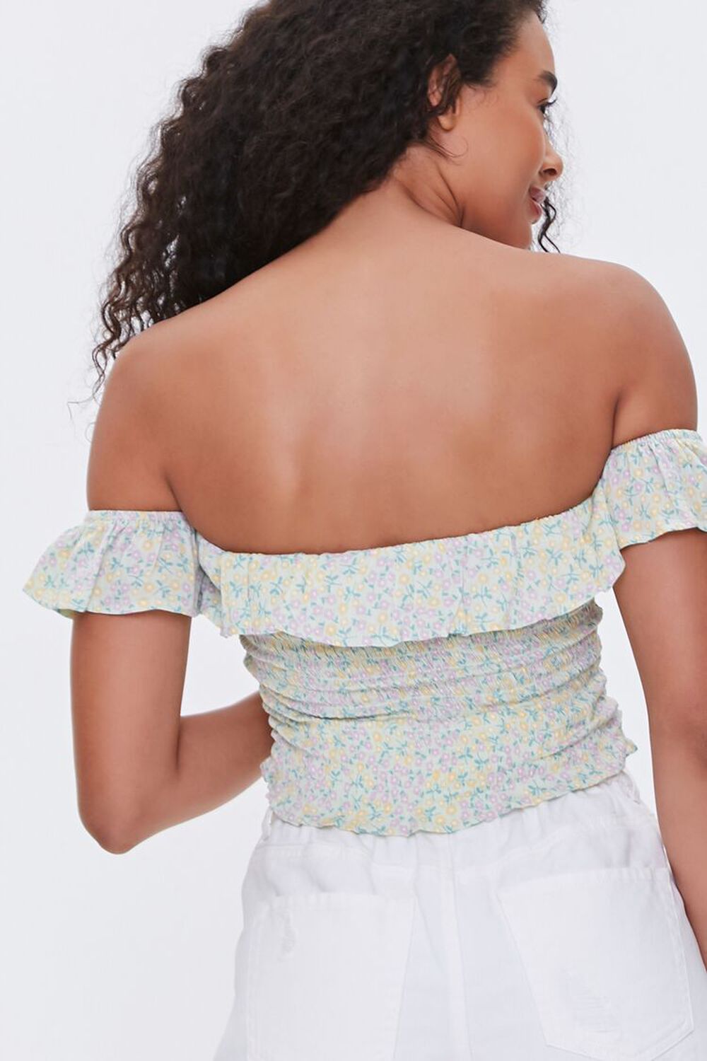 LIGHT YELLOW/MULTI Floral Print Off-the-Shoulder Top, image 3