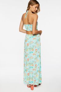 LIGHT BLUE/MULTI Floral Print Halter Maxi Dress, image 3
