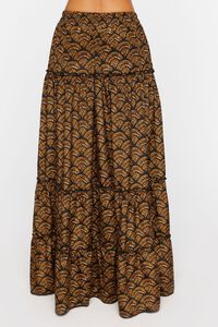 BROWN/MULTI Ornate Print Tiered Maxi Skirt, image 4
