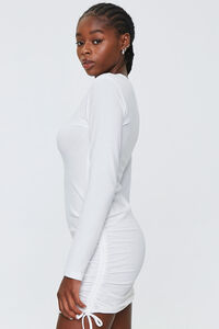 WHITE Bodycon Ruched Drawstring Dress, image 2