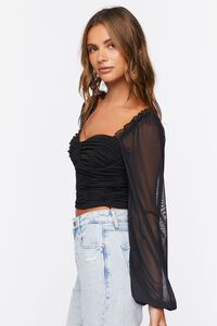 BLACK Ruched Sweetheart Crop Top, image 2