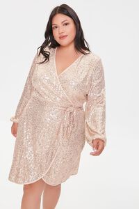 GOLD Plus Size Sequin Wrap Dress, image 1