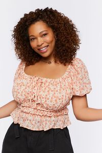 TIGERLILY/MULTI Plus Size Floral Puff-Sleeve Top, image 6