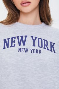 HEATHER GREY/NAVY Fleece New York Graphic Pullover, image 5