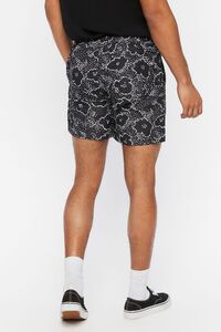 BLACK/WHITE Abstract Floral Print Swim Trunks, image 4