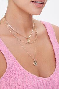 GOLD Coin Pendant Chain Necklace Set, image 1