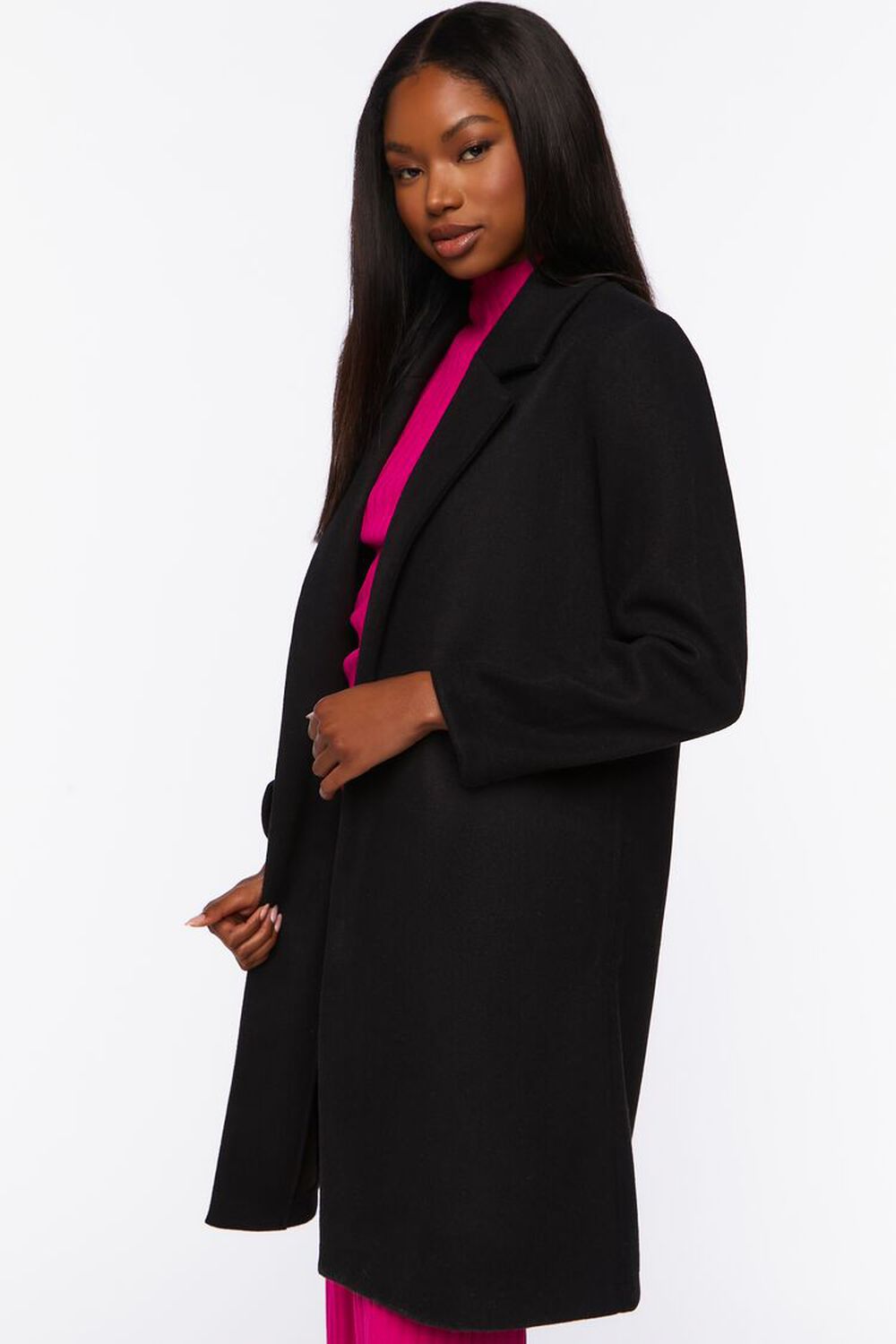 BLACK Notched Trench Coat, image 2
