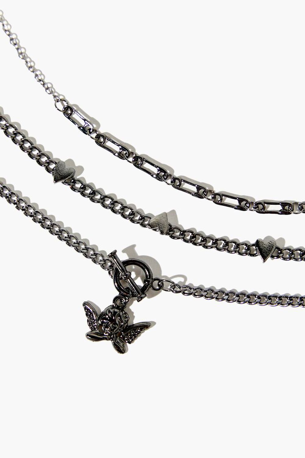 GUNMETAL Cherub Pendant Layered Necklace, image 1