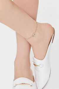 GOLD/M Rhinestone Initial Charm Anklet, image 1