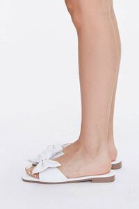 WHITE Faux Leather Slip-On Bow Sandals, image 2