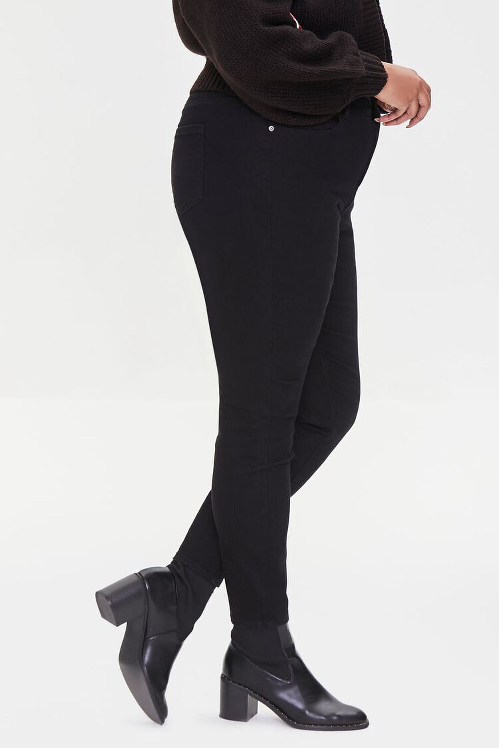 BLACK Plus Size Basic Skinny Jeans, image 3