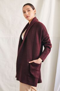 BURGUNDY Open-Front Cardigan Sweater, image 2