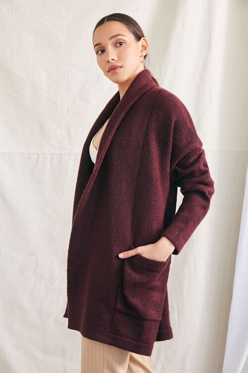 BURGUNDY Open-Front Cardigan Sweater, image 2