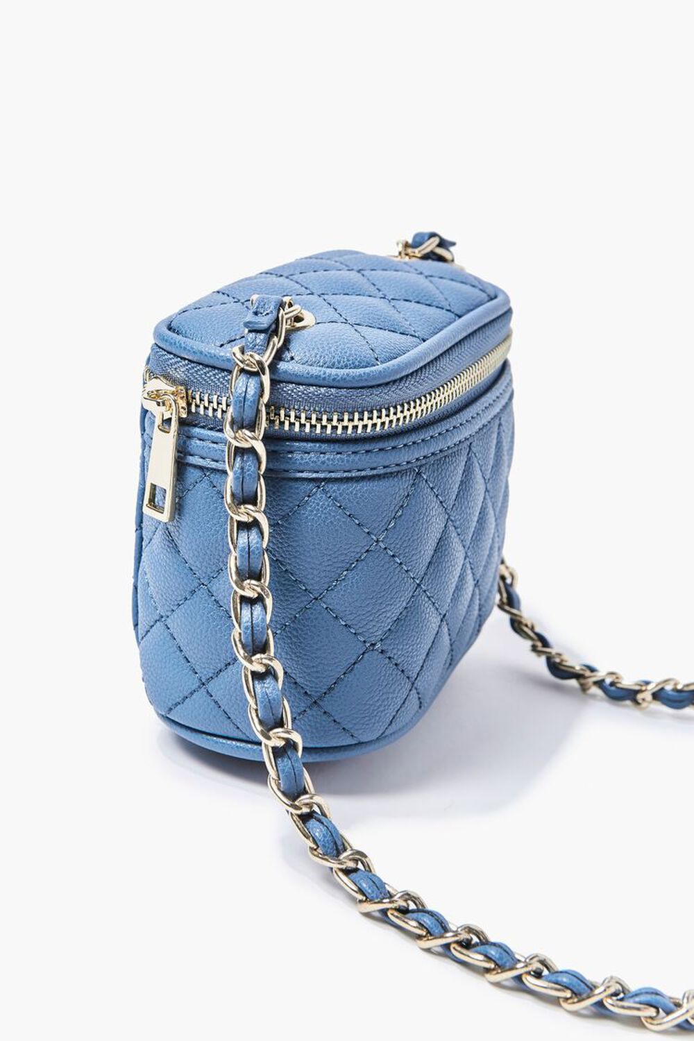 BLUE Quilted Faux Leather Crossbody Bag, image 2