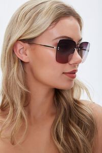 ROSE GOLD/MULTI Ombre-Tinted Square Sunglasses, image 2