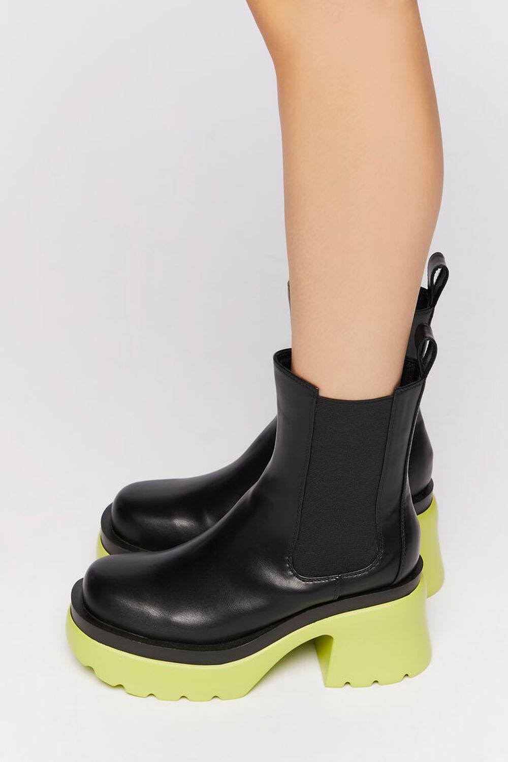 BLACK/LIME Lug-Sole Chelsea Boots, image 2
